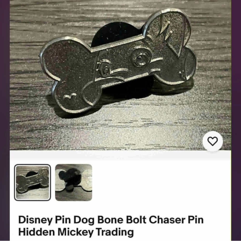 Disney Silver Dog Bone Pin with Mickey Design
